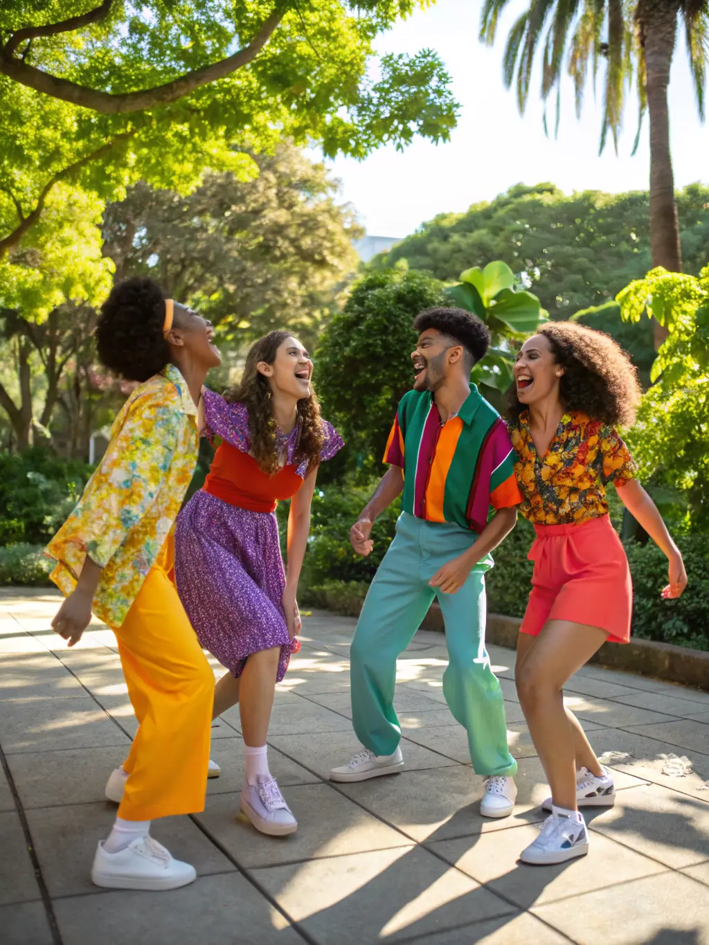 A group of smiling people of different ages and backgrounds participating in a community dance event, emphasizing inclusivity and joy.